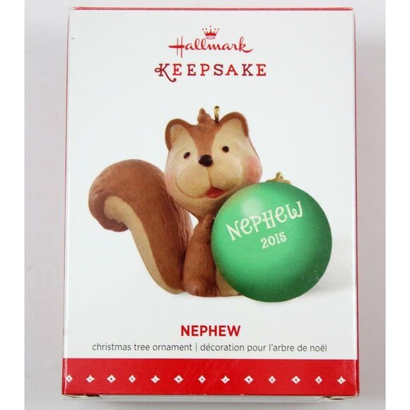 Hallmark Keepsake 2015 Nephew Squirrel w/Green Ball Christmas Ornament w/Box - Picture 5 of 7